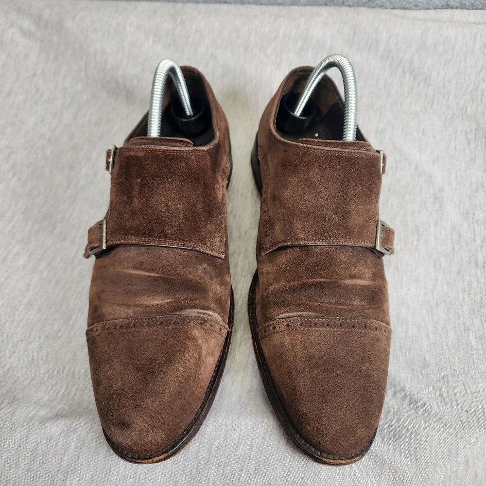 Crosby Square Allen Size 10 Double Monk Strap Brown Suede Loafer Dress‎ Shoes